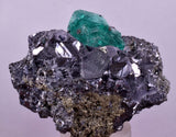 5.9cms GREEN FLUORITE PYRITE CRYSTALS PERU MILPO PERU MINERAL KB195