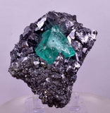 5.9cms GREEN FLUORITE PYRITE CRYSTALS PERU MILPO PERU MINERAL KB195
