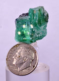2.4cms GREEN FLUORITE PYRITE CRYSTALS PERU MILPO PERU MINERAL KB196
