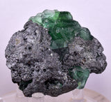 6.4cms GREEN FLUORITE  SPHALERITE CRYSTALS  PERU MILPO ATACOCHA PERU KB91