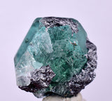 2.4cms GREEN FLUORITE JORDANITE CRYSTALS PERU MILPO PERU KB94