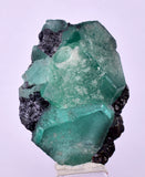 3.5cms GREEN FLUORITE JORDANITE SPHALERITE CRYSTALS PERU MILPO PERU KB95