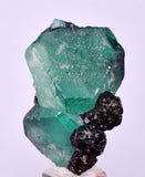 3.5cms GREEN FLUORITE JORDANITE SPHALERITE CRYSTALS PERU MILPO PERU KB95