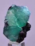 3.5cms GREEN FLUORITE JORDANITE SPHALERITE CRYSTALS PERU MILPO PERU KB95