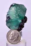 3.5cms GREEN FLUORITE JORDANITE SPHALERITE CRYSTALS PERU MILPO PERU KB95