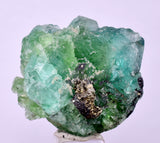 3.5cms GREEN FLUORITE PYRITE SPHALERITE CRYSTALS PERU MILPO PERU KB96