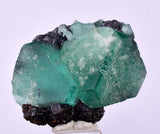 3.5cms GREEN FLUORITE JORDANITE SPHALERITE CRYSTALS PERU MILPO PERU KB95