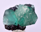 3.5cms GREEN FLUORITE JORDANITE SPHALERITE CRYSTALS PERU MILPO PERU KB95