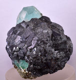 7.6cms GREEN FLUORITE PYRITE SPHALERITE CRYSTALS PERU MILPO PERU KB122