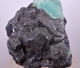 7.6cms GREEN FLUORITE PYRITE SPHALERITE CRYSTALS PERU MILPO PERU KB122