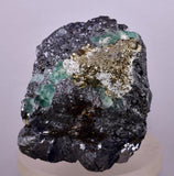 7.6cms GREEN FLUORITE PYRITE SPHALERITE CRYSTALS PERU MILPO PERU KB122