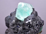 7.6cms GREEN FLUORITE PYRITE SPHALERITE CRYSTALS PERU MILPO PERU KB122