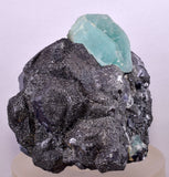 7.6cms GREEN FLUORITE PYRITE SPHALERITE CRYSTALS PERU MILPO PERU KB122