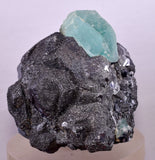 7.6cms GREEN FLUORITE PYRITE SPHALERITE CRYSTALS PERU MILPO PERU KB122
