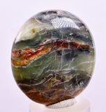 3.8cms GEM BLUE OPAL SCENIC CABOCHON PERU SEASCAPE PENDANT JEWELRY BB432