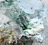 4.4cms GEM ATACAMITE INSIDE SELENITE CRYSTAL CHRYSOCOLLA LILY MINE PERU DB134