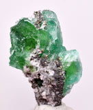 4.9cms GREEN FLUORITE PYRITE CRYSTALS PERU MILPO PERU KB148