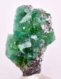 4.9cms GREEN FLUORITE PYRITE CRYSTALS PERU MILPO PERU KB148