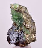 5.9cms GREEN FLUORITE PYRITE CRYSTALS PERU MILPO PERU KB153