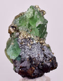 5.9cms GREEN FLUORITE PYRITE CRYSTALS PERU MILPO PERU KB153