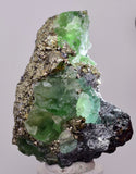 5.9cms GREEN FLUORITE PYRITE CRYSTALS PERU MILPO PERU KB153