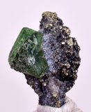 2.9cms GREEN FLUORITE PYRITE CRYSTALS PERU MILPO PERU KB155