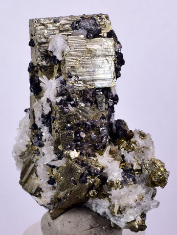 4.3 cms PYRITE QUARTZ SPHALERITE APATITE SCHEELITE CRYSTALS PERU MINERAL SPECIMEN