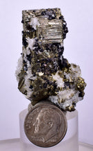 Load image into Gallery viewer, 4.3 cms PYRITE QUARTZ SPHALERITE APATITE CRYSTALS PERU MINERAL SPECIMEN
