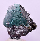 4cms GREEN FLUORITE PYRITE CRYSTALS PERU MILPO PERU KB162