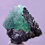 4cms GREEN FLUORITE PYRITE CRYSTALS PERU MILPO PERU KB162