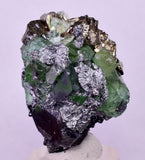 4cms GREEN FLUORITE PYRITE CRYSTALS PERU MILPO PERU KB163