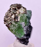 4cms GREEN FLUORITE PYRITE CRYSTALS PERU MILPO PERU KB163