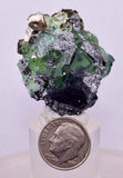 4cms GREEN FLUORITE PYRITE CRYSTALS PERU MILPO PERU KB163
