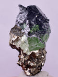 4.5cms GREEN FLUORITE PYRITE CRYSTALS PERU MILPO PERU KB164