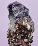 4.5cms GREEN FLUORITE PYRITE CRYSTALS PERU MILPO PERU KB164