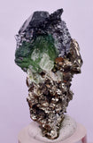 4.5cms GREEN FLUORITE PYRITE CRYSTALS PERU MILPO PERU KB164