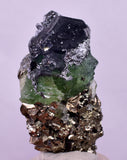 4.5cms GREEN FLUORITE PYRITE CRYSTALS PERU MILPO PERU KB164