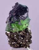 4.5cms GREEN FLUORITE PYRITE CRYSTALS PERU MILPO PERU KB164