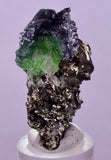 4.5cms GREEN FLUORITE PYRITE CRYSTALS PERU MILPO PERU KB164