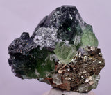 3.8cms GREEN FLUORITE PYRITE CRYSTALS PERU MILPO PERU KB165