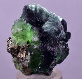 3.8cms GREEN FLUORITE PYRITE CRYSTALS PERU MILPO PERU KB165