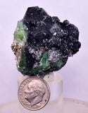 3.8cms GREEN FLUORITE PYRITE CRYSTALS PERU MILPO PERU KB165