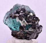 3.2cms GREEN FLUORITE PYRITE CRYSTALS PERU MILPO PERU KB167