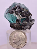 3.2cms GREEN FLUORITE PYRITE CRYSTALS PERU MILPO PERU KB167