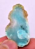 9.8Grs GEM SILICA CHRYSOCOLLA CHALCEDONY SCENIC ROUGH SLAB NEW FIND PERU SB213