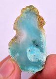 9.8Grs GEM SILICA CHRYSOCOLLA CHALCEDONY SCENIC ROUGH SLAB NEW FIND PERU SB213