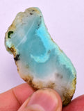 13.7grs GEM SILICA CHRYSOCOLLA CHALCEDONY SCENIC ROUGH SLAB NEW FIND PERU SB212