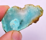 9.8Grs GEM SILICA CHRYSOCOLLA CHALCEDONY SCENIC ROUGH SLAB NEW FIND PERU SB213
