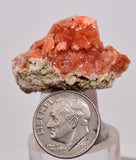 3.3 cms RED ORANGE ZEOLITE STILBITE LAUMONTITE CALCITE CRYSTALS PERU FB97