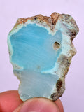 5.9Grs GEM SILICA CHRYSOCOLLA CHALCEDONY SCENIC ROUGH SLAB NEW FIND PERU SB214